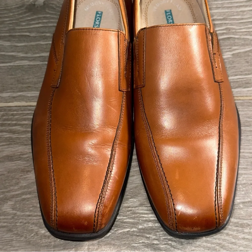 Florsheim Kids Boys Reveal Loafers Brown Leather Bike Toe Slip On Shoes Size 5M